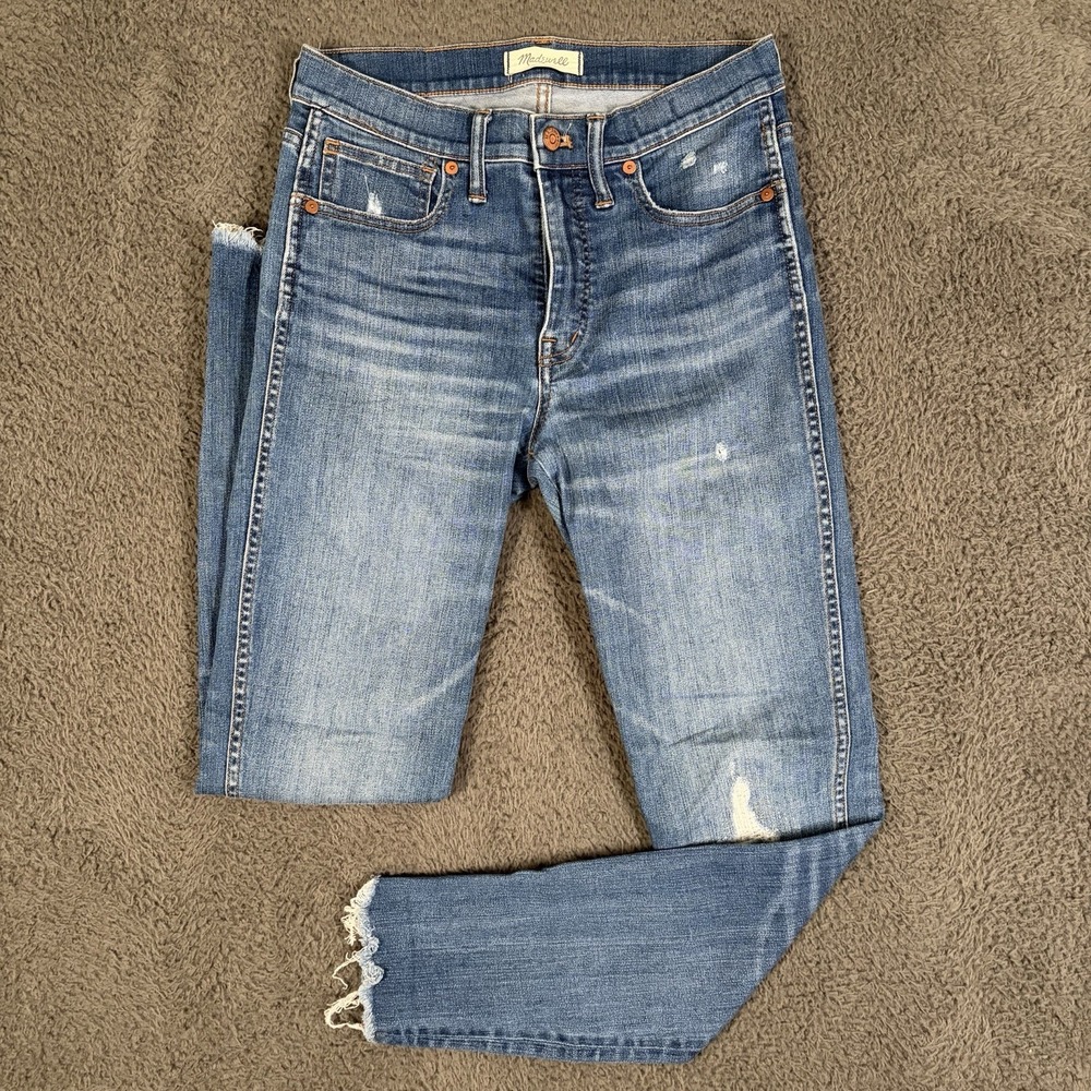 Madewell Jeans Womens 27 Blue 9" High-Rise Skinny‎ Frayed Hem